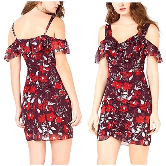 New GUESS Women's Ruffle Chiffon Dress SZ 10 - Picture 1 of 7
